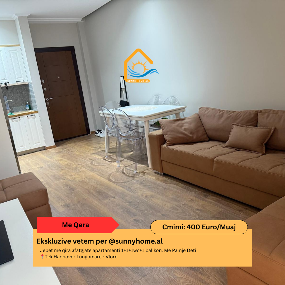‼️ esclusivo per @sunnyhome.al ‼️ affitto a lungo termine di appartamento 1+1+1wc+1 balcone. Vista mare presso hannover lungomare – Vlore prezzo: 400 euro /mese (trattabile)