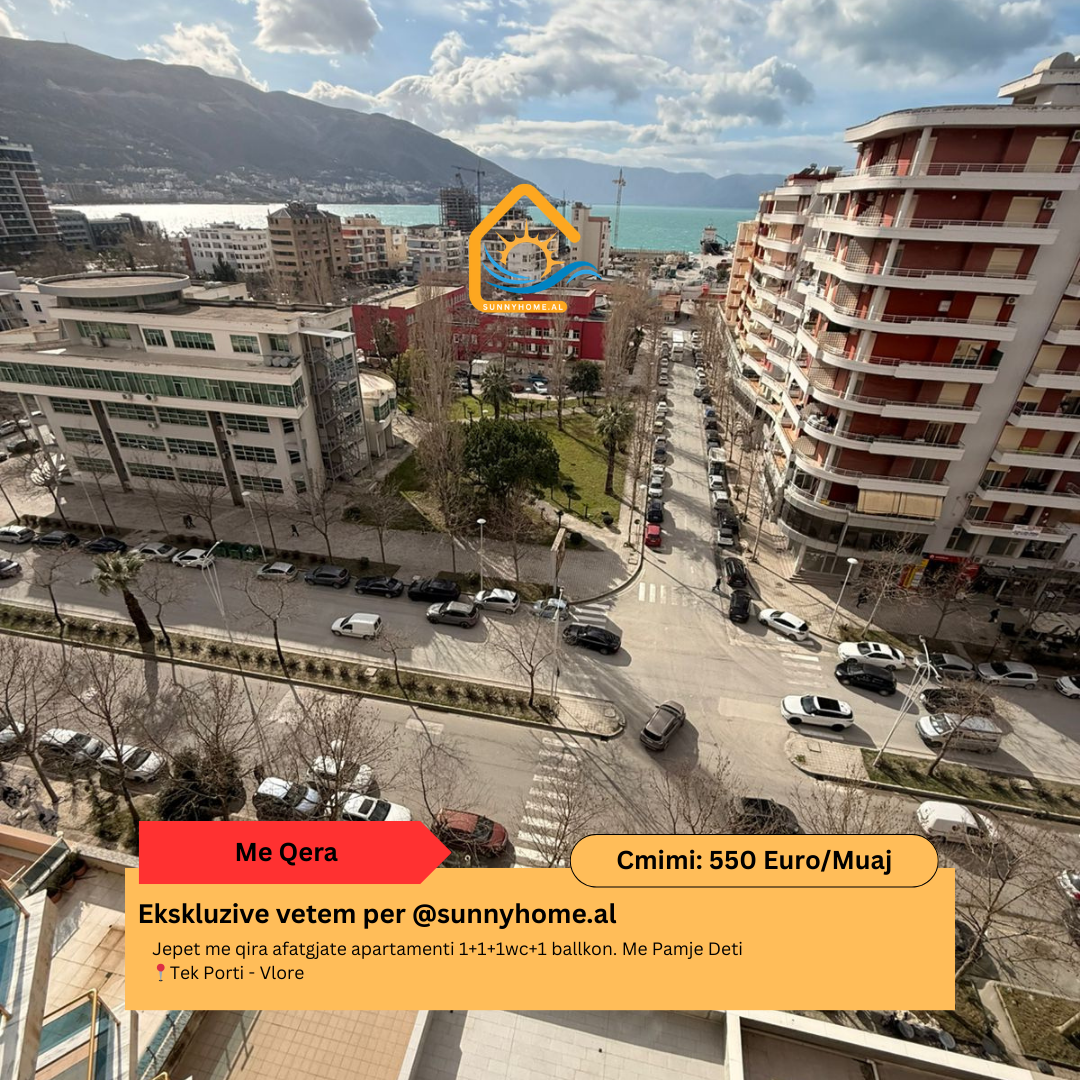 Exclusive for @sunnyhome.al long-term rental of a 1+1+1wc+1 balcony apartment. Sea view at port – Vlore price: 550 euro /month