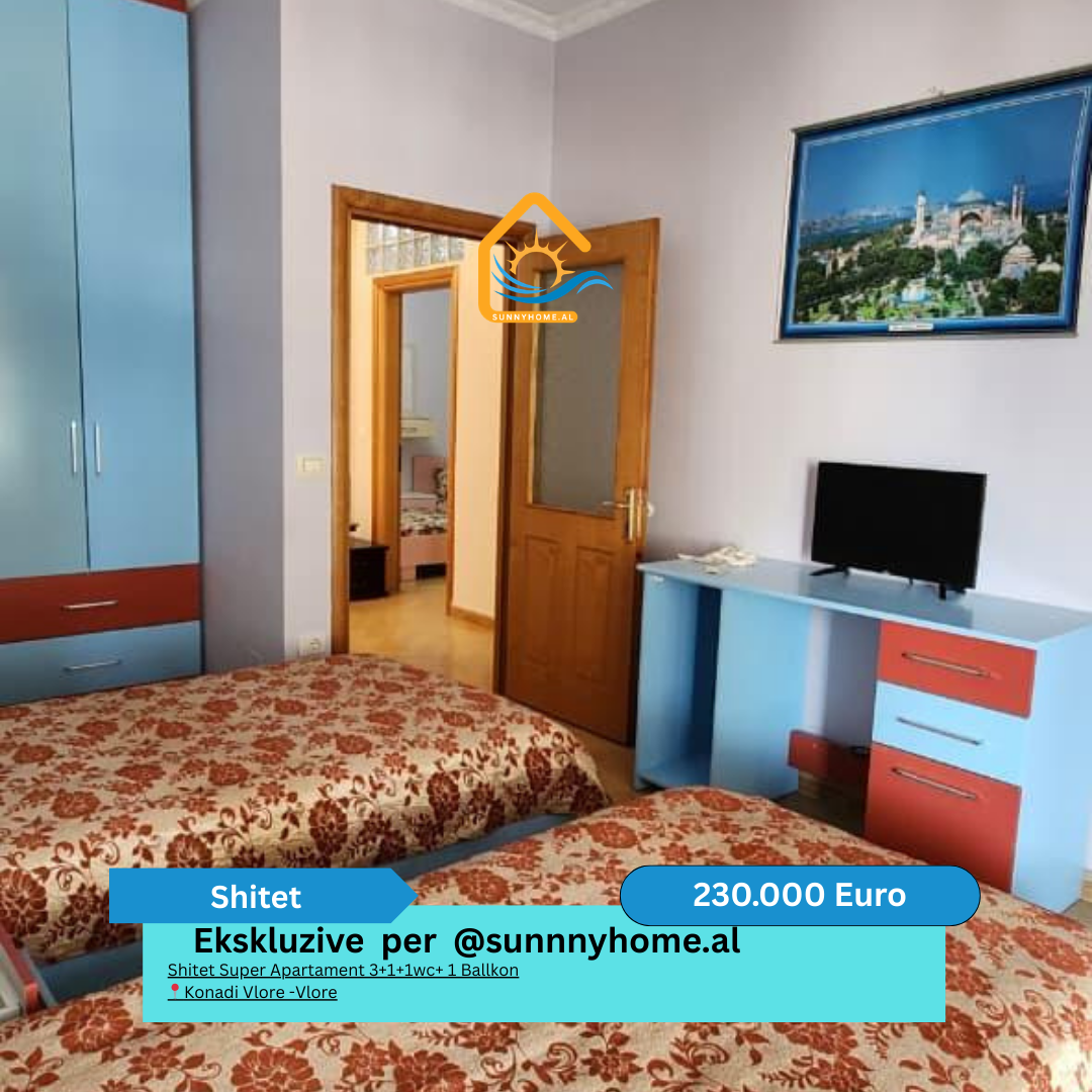 ‼️ exclusif à vlore @sunnyhome.al ‼️ super appartement à vendre 3+1+1wc+ 1 balcon konadi vlore -vlore prix : 230 000 € (négociable)