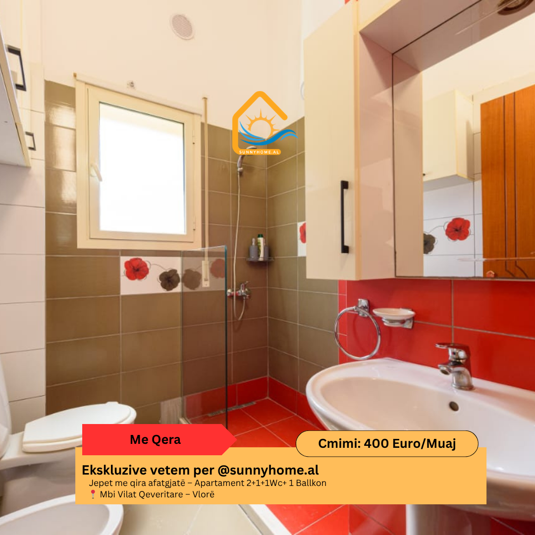 ‼️ esclusivo a Vlorë per @sunnyhome.al ‼️ affitto a lungo termine – Appartamento 2+1+1wc+ 1 balcone sopra le ville governative – Vlorë prezzo: 400 euro / mese
