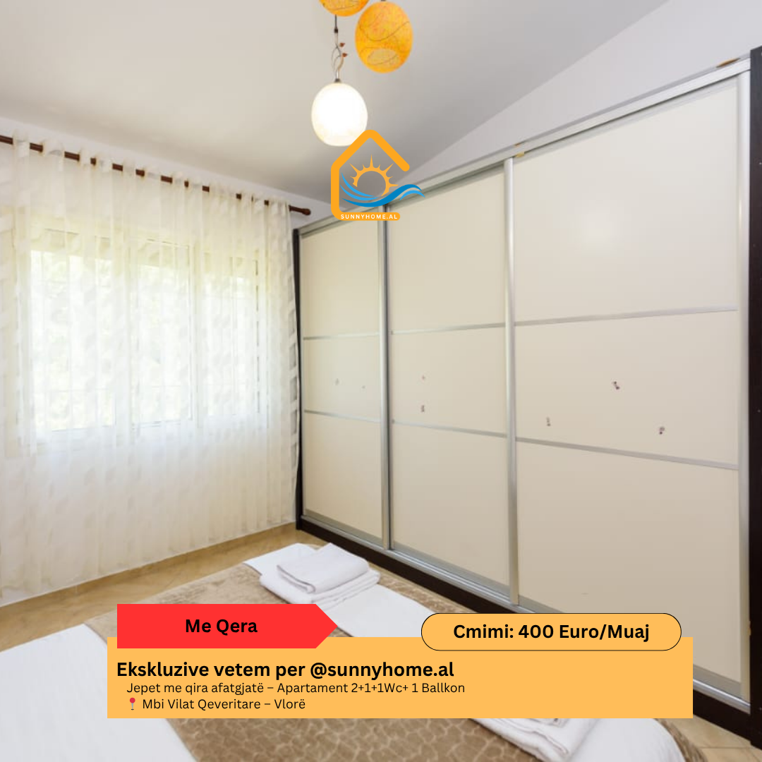 ‼️ esclusivo a Vlorë per @sunnyhome.al ‼️ affitto a lungo termine – Appartamento 2+1+1wc+ 1 balcone sopra le ville governative – Vlorë prezzo: 400 euro / mese