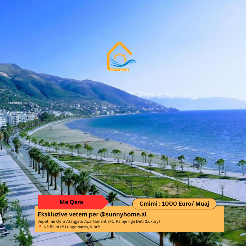 ‼️ Exclusive in Vlore!! @SUNNYHOME.AL ‼️  For Long Term Rent Apartment 2+1. Sea View (Luxury) 📍 At the beginning of Lungomare, Vlora Price: 1,000 Euro / Month