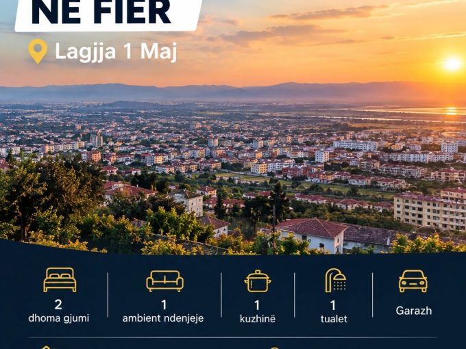 ‼️ EKSKLUZIVE NË FIER – SUNNYHOME.AL ‼️ Shitet Shtepi Private 2+1+1WC+Garazh 📍 Lagjia 1 Maj– Fier Çmimi: 10,000,000 Lekë